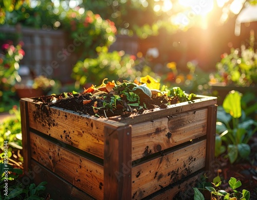 Composting Bin in a Backyard