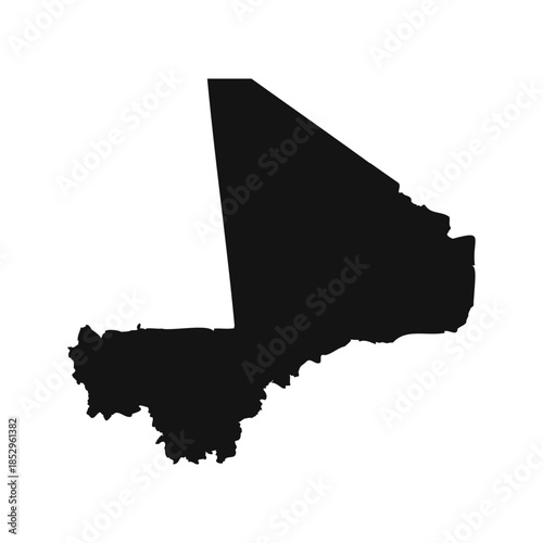 Black and White Mali Simple Map