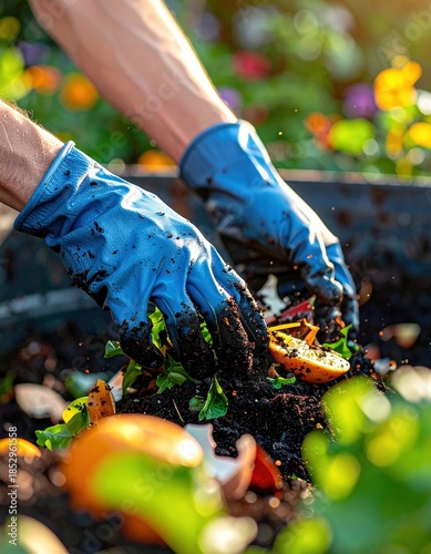Hands Composting Kitchen Food Scraps