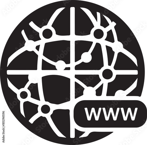 Global network connection symbol with www