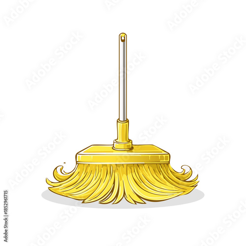 Yellow Mop Illustration Home Cleaning Tool for Floor Upkeep Swiffer Style