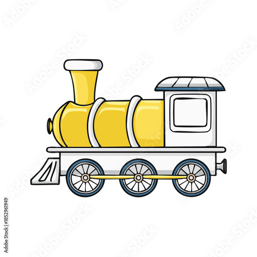 Illustration of a yellow steam train with gray accents for kids' storybooks and educational resources