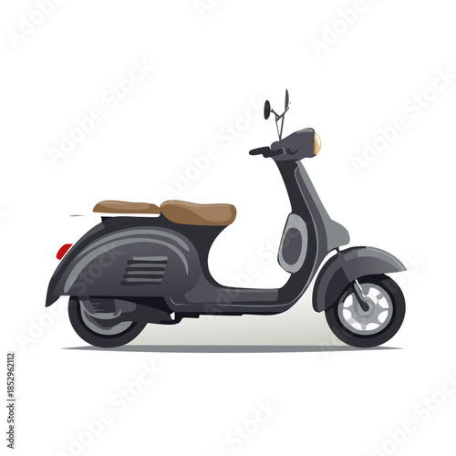 Stylized Gray Scooter Illustration Vehicle Graphic Transport Icon Retro Design Transportation
