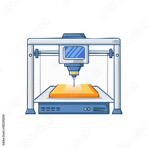 3D Printer Creating Orange Object Precision Manufacturing Additive Layering Technology
