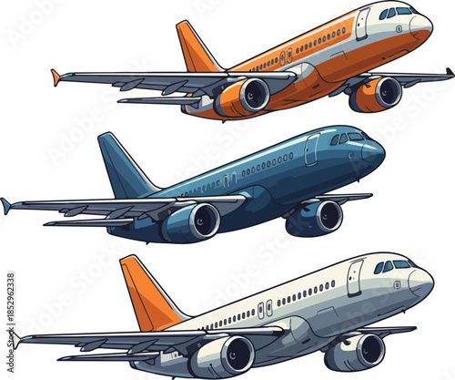 Powerful Trio Aircraft Vector Illustration