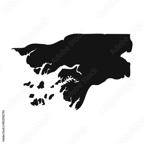 Black and White Guinea Bissau Simple Map