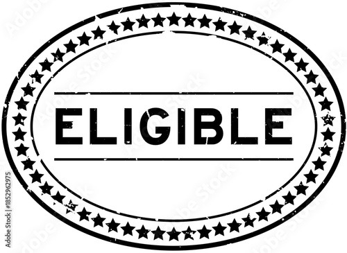 Grunge black eligible word oval rubber seal stamp on white background