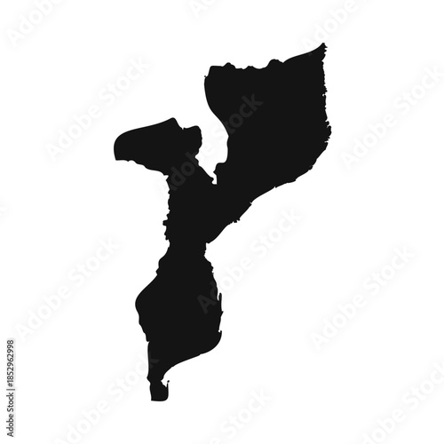 Black and White Mozambique Simple Map