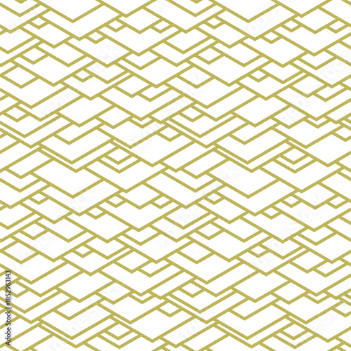 Seamless golden pattern, geometric vector design, abstract background.