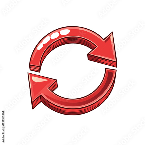 Red Recycle Arrows Symbol Circular Refresh Circle Rotation Indicator Loop