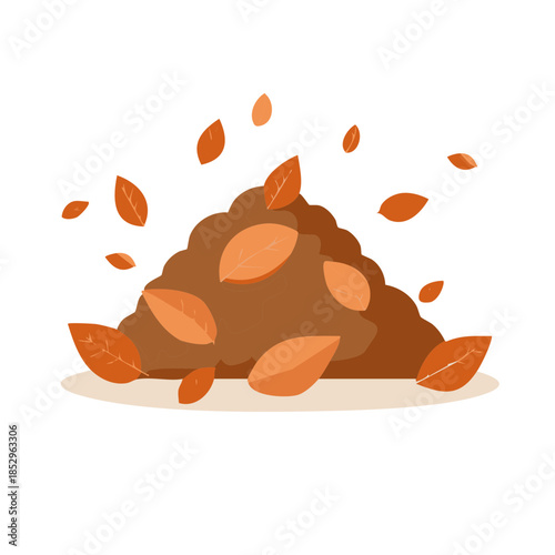 Pile of Fallen Autumn Leaves with Floating Leaves Illustration