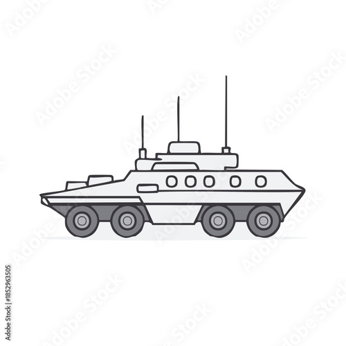 Armored Vehicle Icon Illustration Modern Army Tank Design