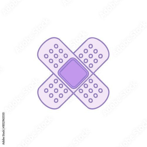 Crossed Pastel Bandages or Plasters for First Aid Treatment on a Clean White Background