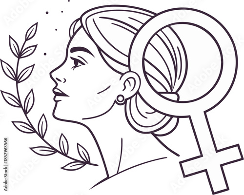 Feminism and empowerment line art