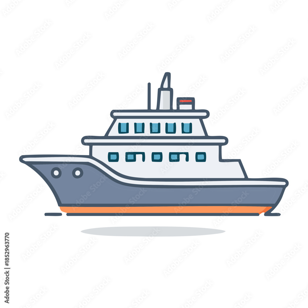 Fototapeta premium Luxurious Yacht Illustration: Sleek Design for Water Travel and Luxury Vacations.