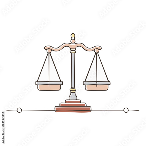 Balance Scale Drawing Justice Legal Concept Equality Illustration