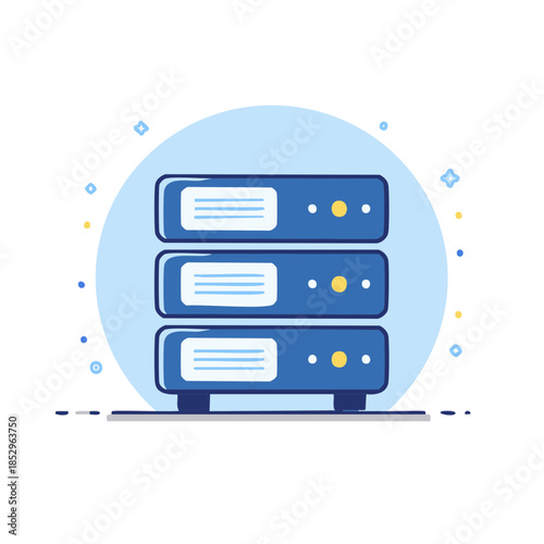 Database Server Rack with Flat Vector Design Illustration Storage System