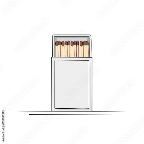 Matchbox with Matches, Safety Matches in Paper Box Illustration for Fire Starting or Cigarette Lighting