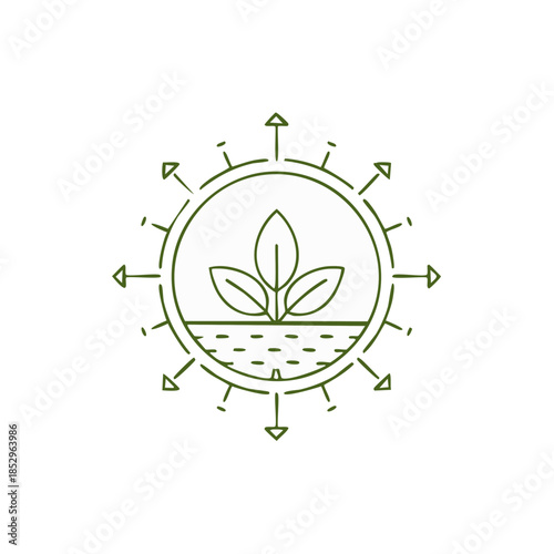 Seedling in Fertile Soil in Circular Environment Emblem