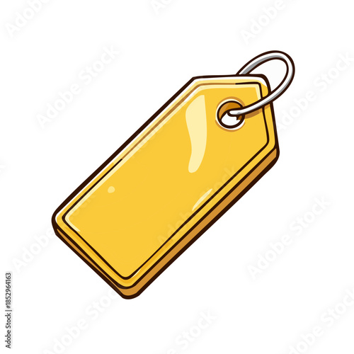 Yellow Gift Tag with Ring for Labeling Prices or Gifts for Holidays and Presents