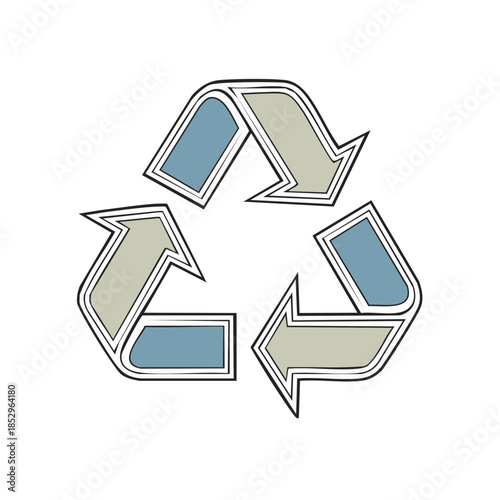 Stylized recycling symbol illustration with arrow shapes promoting waste reduction and sustainable resources for eco-friendly consumption