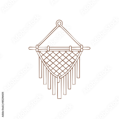 Handmade Macrame Wall Hanging. Bohemian Home Decor. Woven Textile Wall Art. Fiber Art Decoration. Minimalist Decor for Bedroom or Living Room