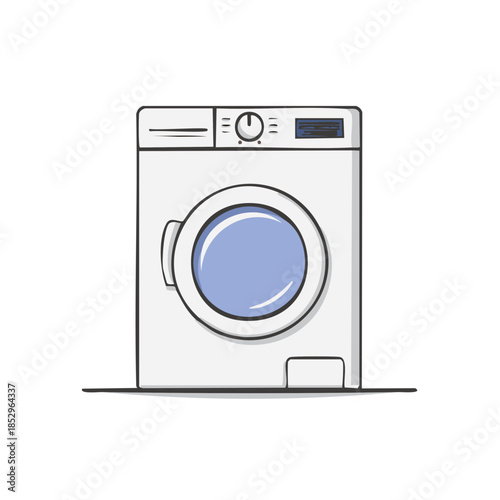 Washing Machine Illustration: Simple Home Appliance, Laundry Equipment, Modern Design, Cleanliness Concept