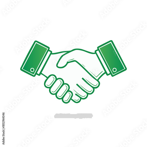 Green Handshake Icon Agreement Deal Partnership and Symbolism