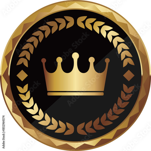 高級感のある王冠のエンブレム　ブラック＆ゴールド