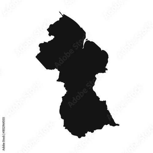 Black and White Guyana Simple Map