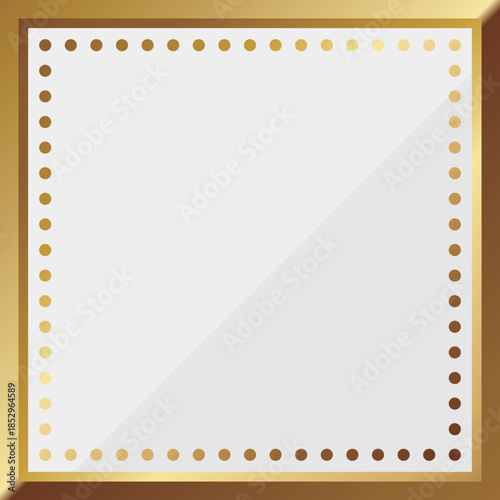 高級感のある正方形フレーム　ホワイト＆ゴールド