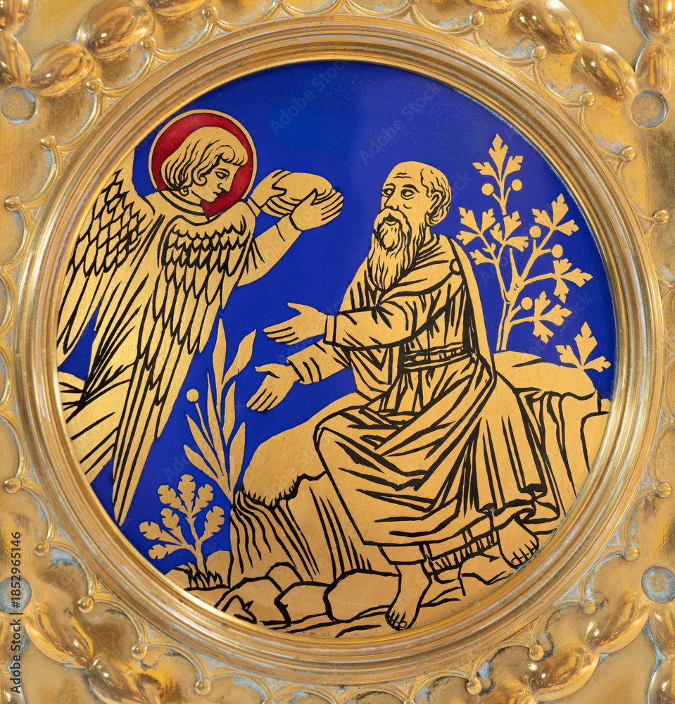 Obraz premium VIENNA, AUSTIRA - JUNI 18, 2021: The detail of on the tabernacle the Herz Jesu church from 19. cent.