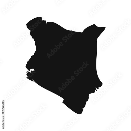 Black and White Kenya Simple Map