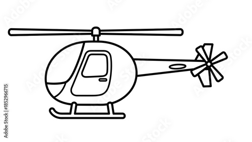 Helicopter Coloring Page with Simple Aircraft Line Art for Kids Activity