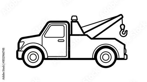 Tow Truck Coloring Page with Roadside Service Vehicle Line Art for Kids