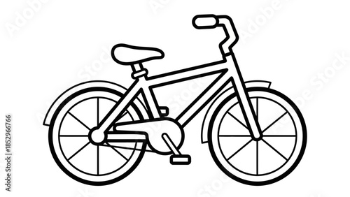 Bicycle Coloring Page with Simple Two Wheel Vehicle Line Art for Kids