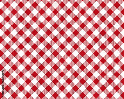 Classic red and white checkered pattern a repeating textile design