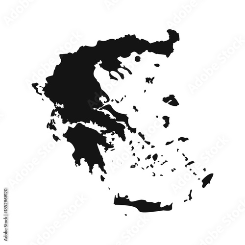 Black and White Greece Simple Map