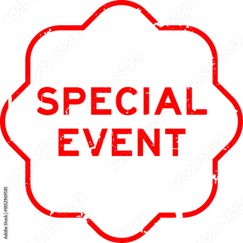Grunge red special event word rubber seal stamp on white background