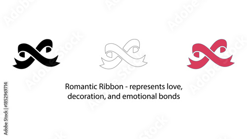 Romantic ribbon symbol for love and emotional bonds