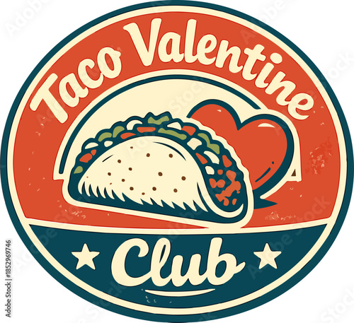Celebrating Valentine's Day with a Taco Club illustration featuring a heartwarming taco