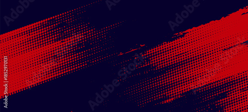 Halftone dots red and blue color pattern gradient grunge texture background. Dot pop art comic sport style vector illustration. grunge vector dots