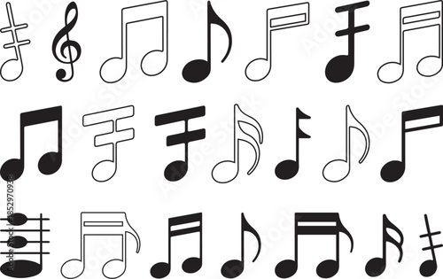 Musical Notes Symbols Icons Vector Set.
