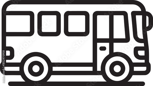 An illustration of a classic school bus in a simplistic, clean vector style, Ideal for conveying concepts of transportation, education, or travel.