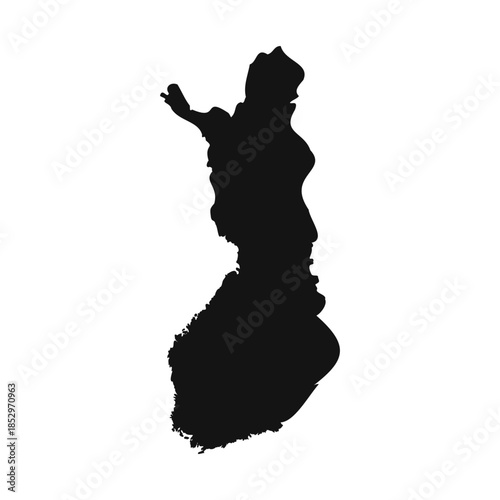 Black and White Finland Simple Map