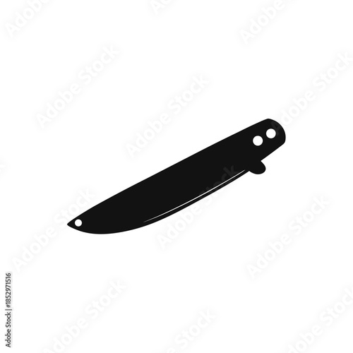 Illustration of a black folding knife tool on transparent background silhouette