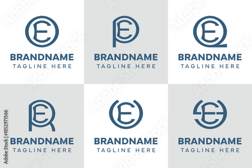 Letters EO EP EQ ER EU EY Monogram Logo Set, for OE PE QE RE UE YE initials