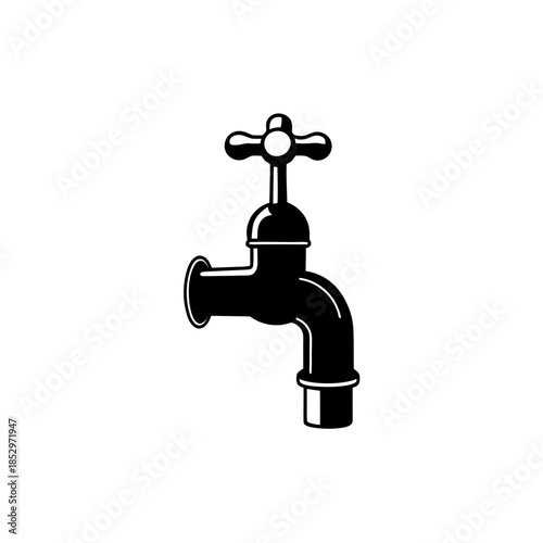 Illustration of a vintage style water tap on transparent background silhouette