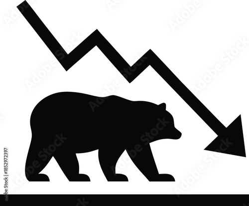 Bear market silhouette vector icon