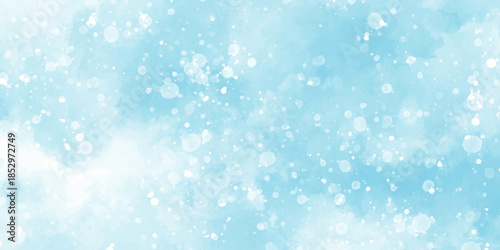 Abstract blue sky watercolor background. light blue bokeh glitter background on blurred texture. watercolor stain with hand paint pattern on blue splash with canvas. beautiful blue sky with cloud.